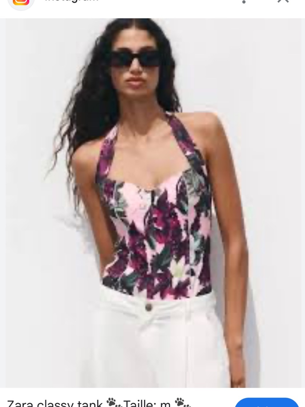 Zara Floral Halter Tank Top in Pink M NWT